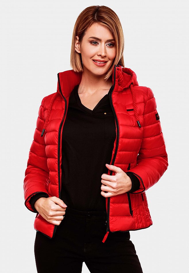 Navahoo Lulana Damen Übergangs Steppjacke mit Kapuze Rot Gr. 36 - S