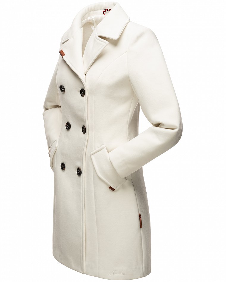 Marikoo Nanakoo Damen eleganter Wintermantel Trenchcoat Weiß Gr. 36 - S
