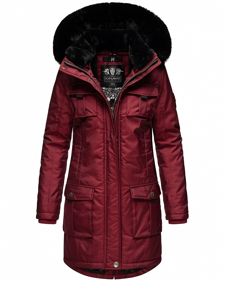 Navahoo Winterparka Wintermantel mit Kapuze & Kunstfell Tiniis Bordeaux Gr. 36 - S