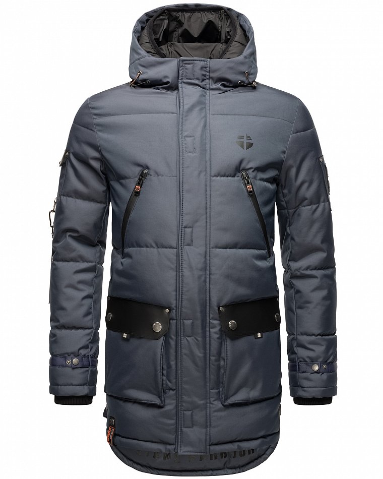 Stone Harbour Herren Winterparka Wintermantel mit Doppel Kapuze Tahaa Stone Blue Gr. 48 - M