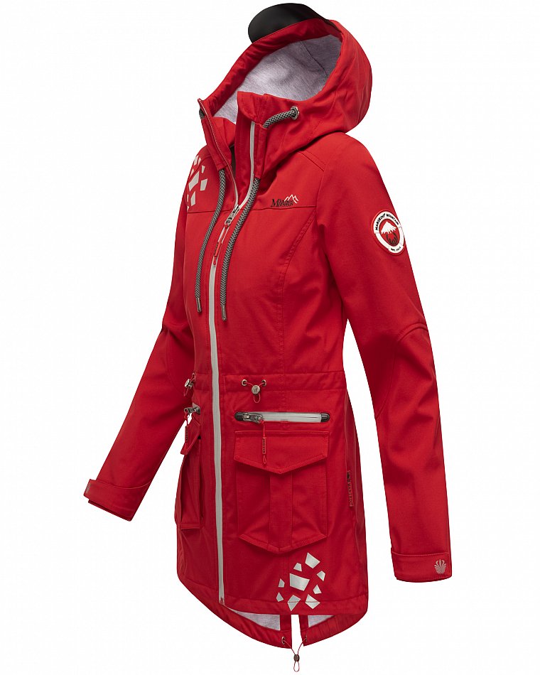 Marikoo Wasserfeste Damen Softshell Übergangsjacke mit Kapuze und Reflektoren Ulissaa Rot Gr. 44 - XXXL