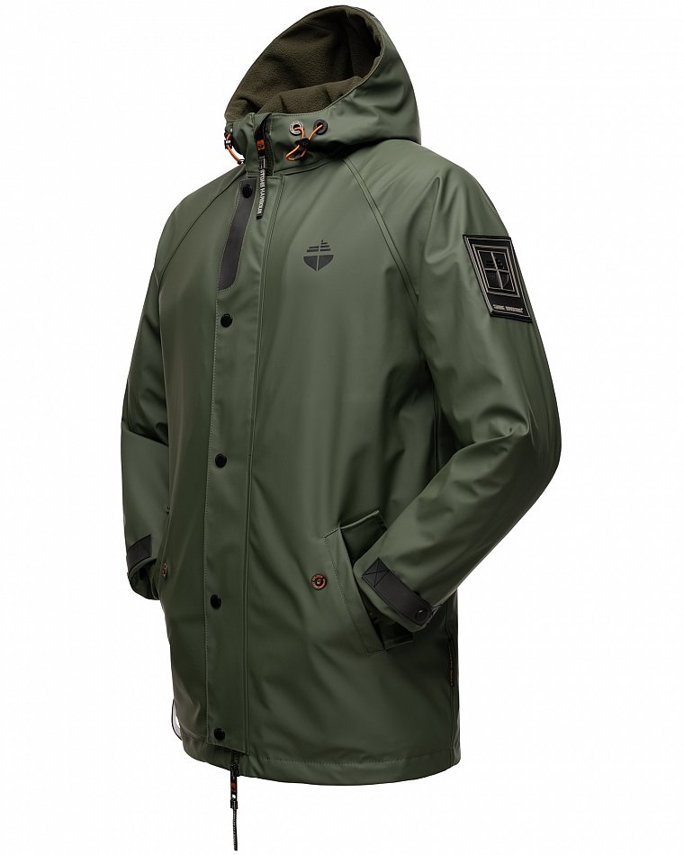 Stone Harbour Rihaa Herren wasserdichter Regen Parka mit Fleece gefüttert Olive Gr. 50 - L