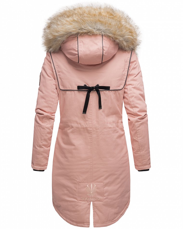 Navahoo Bombii Damen Wintermantel Parka mit Kunstfell & Kapuze Rosa Gr. 40 - L