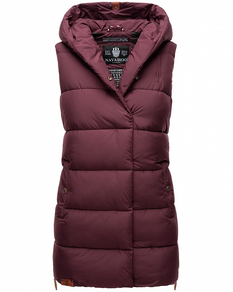 Navahoo Madilynaa Damen Winter Steppweste mit Kapuze Bordeaux Gr. 36 - S