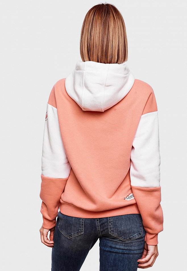 Navahoo Babykätzchen Damen Colorblock Kapuzenpullover Hoodie Apricot Gr. 34 - XS