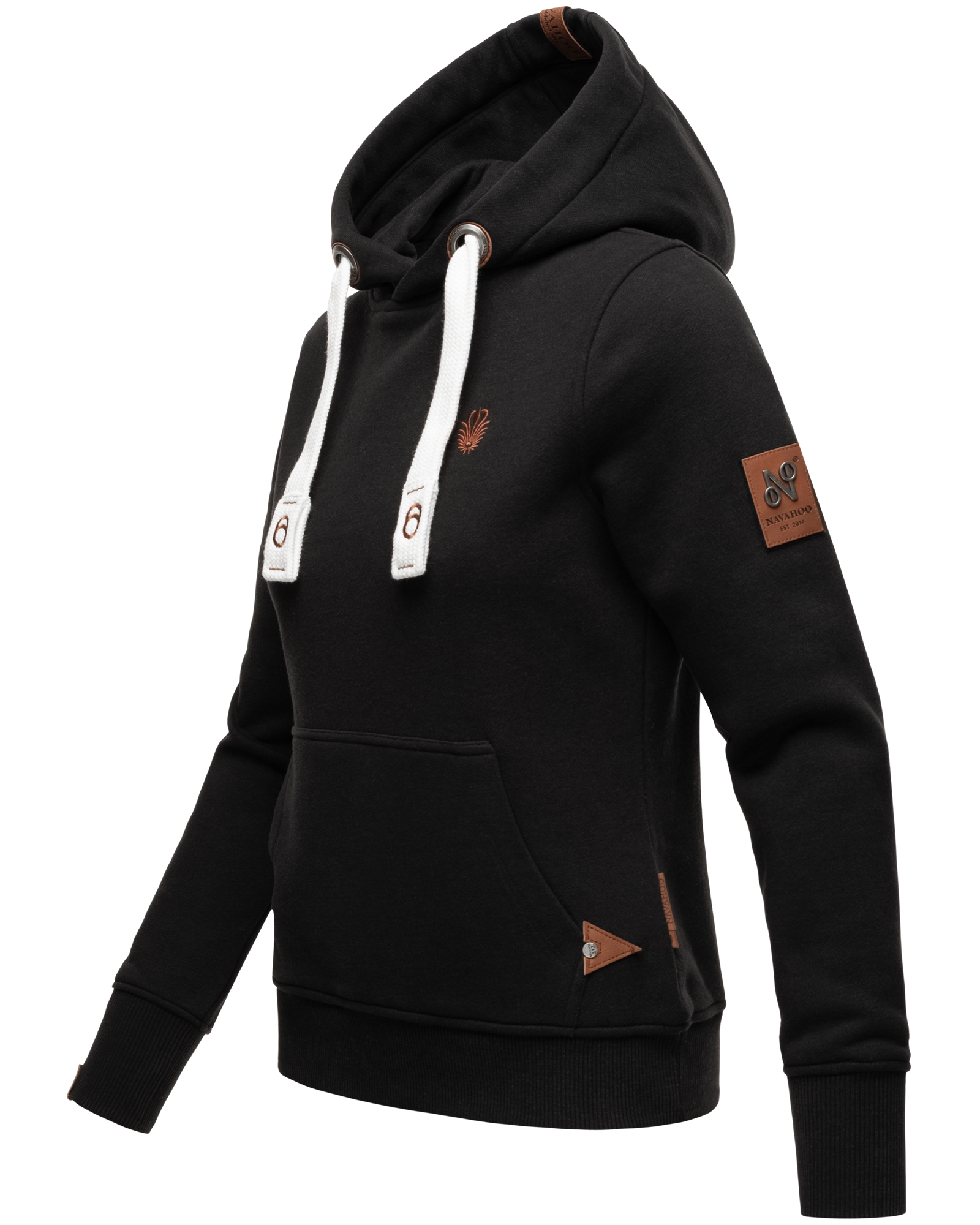 Navahoo Kapuzensweatshirt Hoodie mit Kapuze & breiten Tunnelzugkordeln Damlaa Schwarz Gr. 40 - L