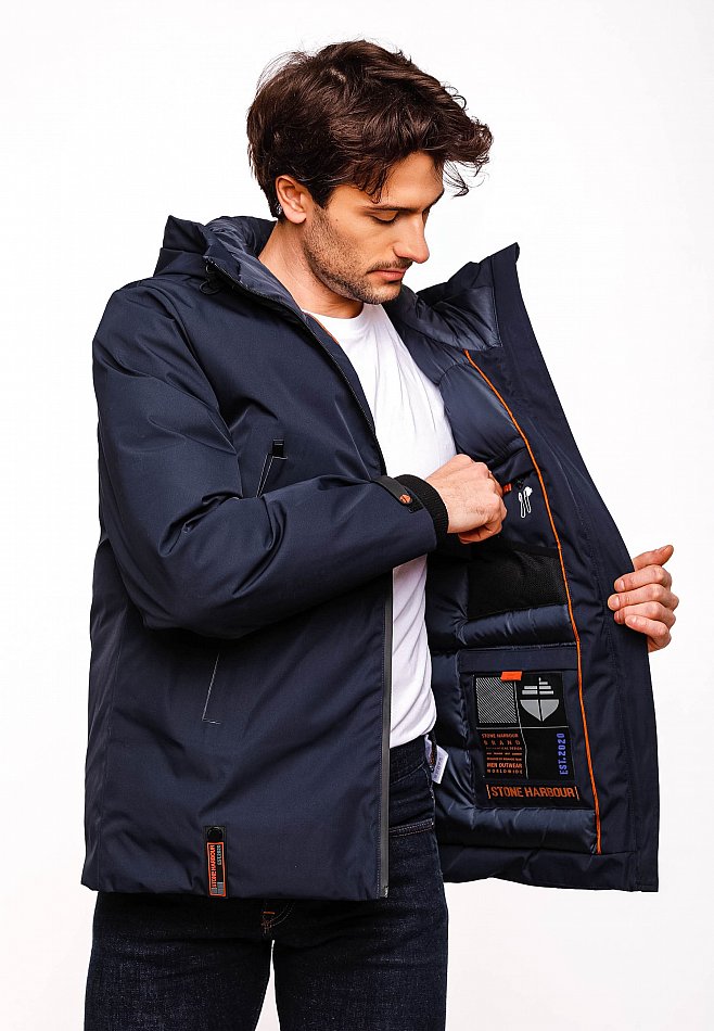 Stone Harbour Moagaa Herren wasserdichte Winterjacke Outdoorjacke mit Kapuze Navy Gr. 48 - M