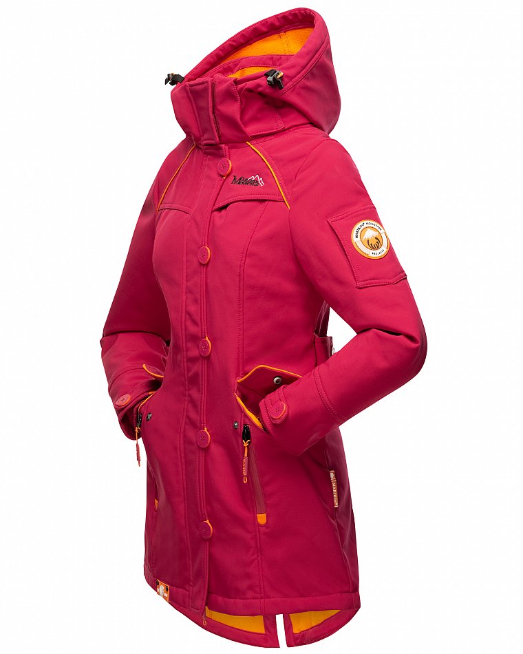 Marikoo Elegante Damen Übergangs Softshell Jacke mit Kapuze Soulinaa Fuchsia Gr. 44 - XXL