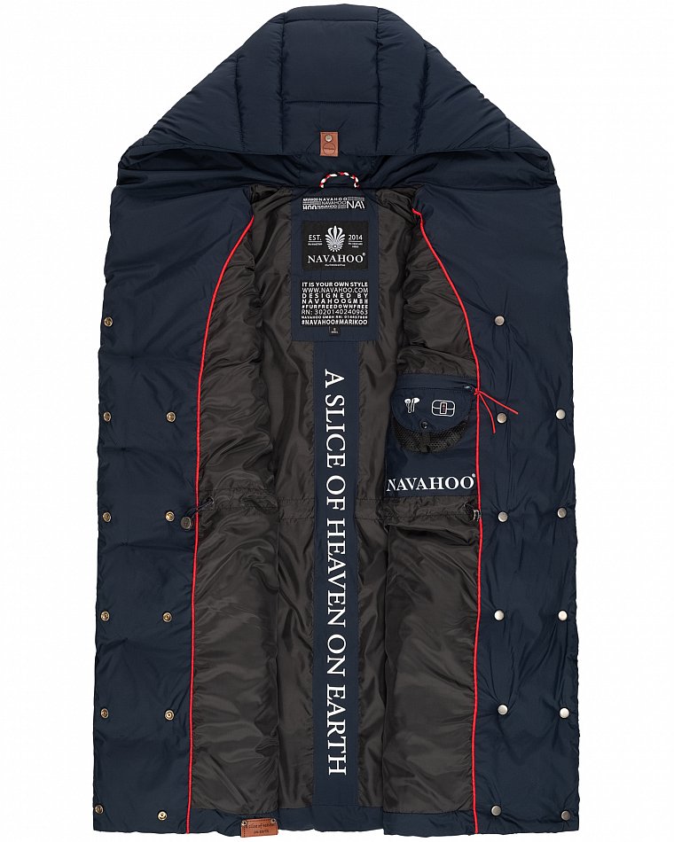 Navahoo Madilynaa Damen Winter Steppweste mit Kapuze Navy Gr. 36 - S