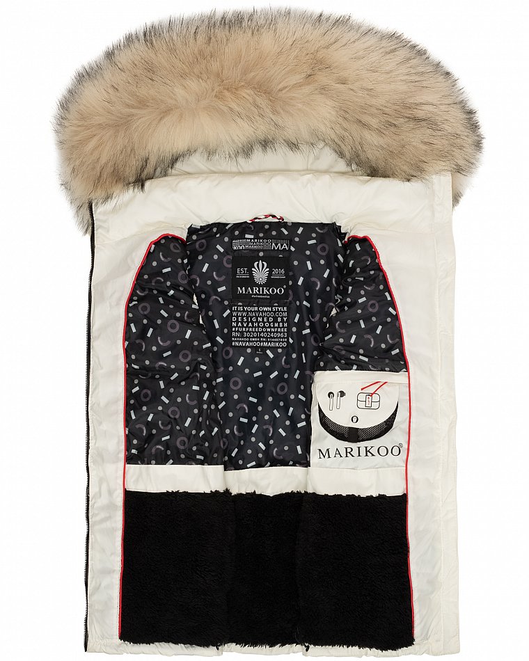 Marikoo Eisflöckchen Damen Winter Steppweste mit Kunstfell Off White Gr. 38 - M