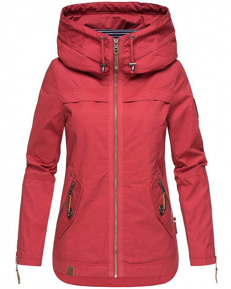 Navahoo Wekoo Damen Übergangsjacke mit Kapuze Rot Gr. 38 - M