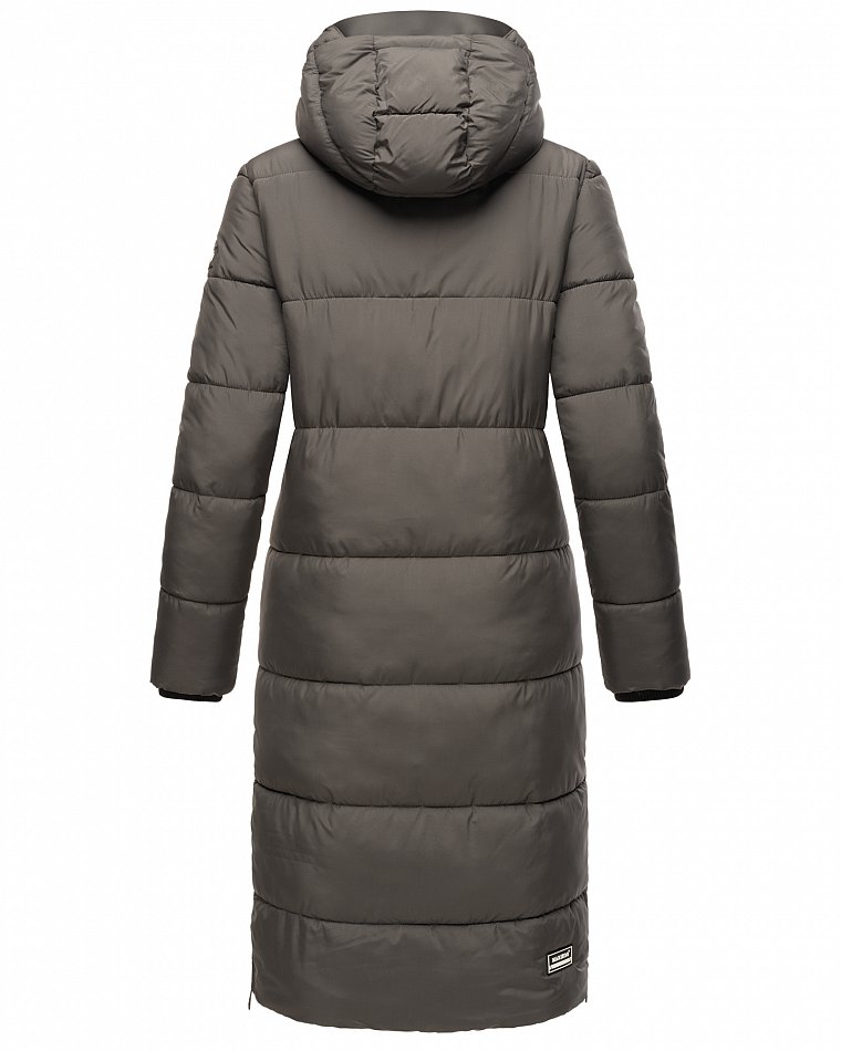 Marikoo langer Damen Winter Steppmantel mit Kapuze und Teddyfell Futter Reliziaa Anthrazit Gr. 38 - M