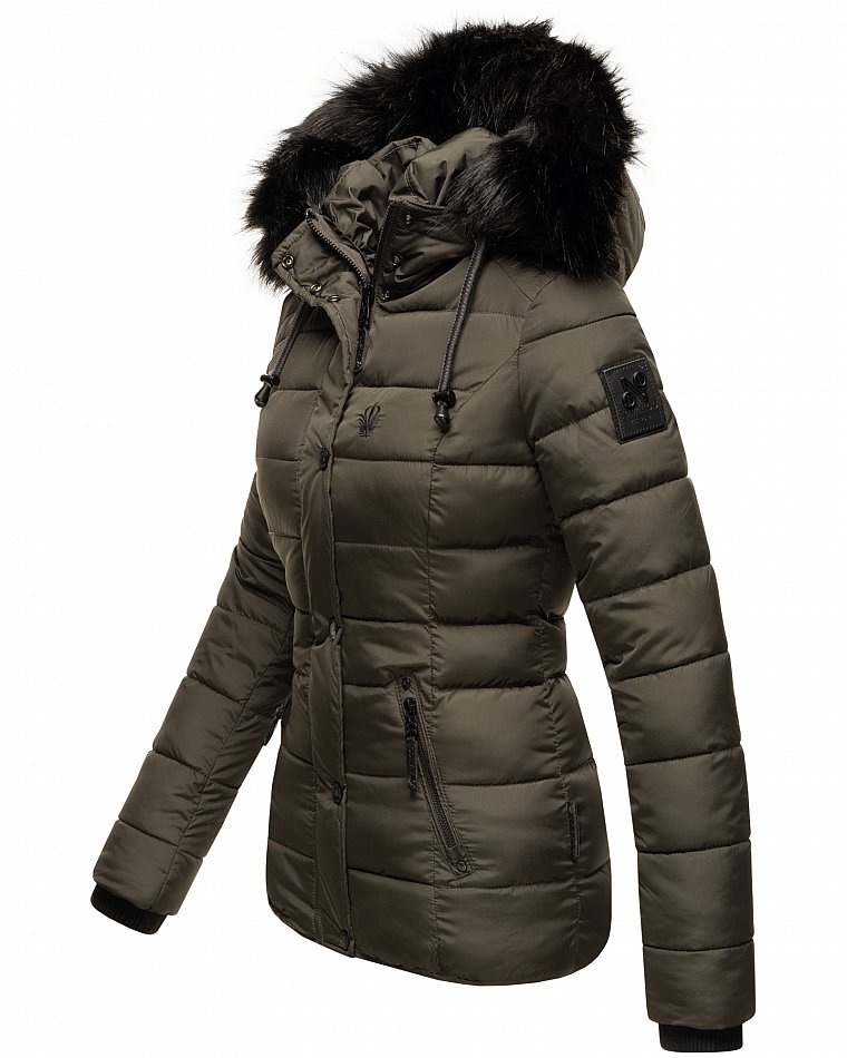 Navahoo Zuckerbiene Damen gefütterte Winter Steppjacke mit Kapuze Anthrazit Gr. 36 - S