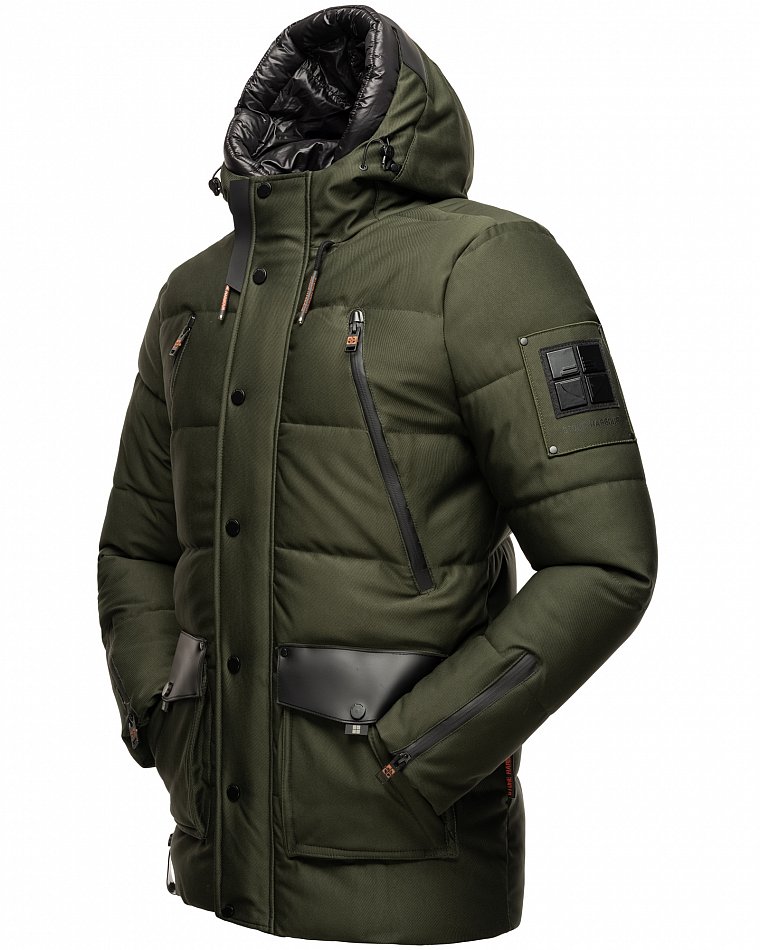 Stone Harbour Mitjaa Herren Wintermantel Parka mit Doppel Kapuze Olive Gr. 48 - M