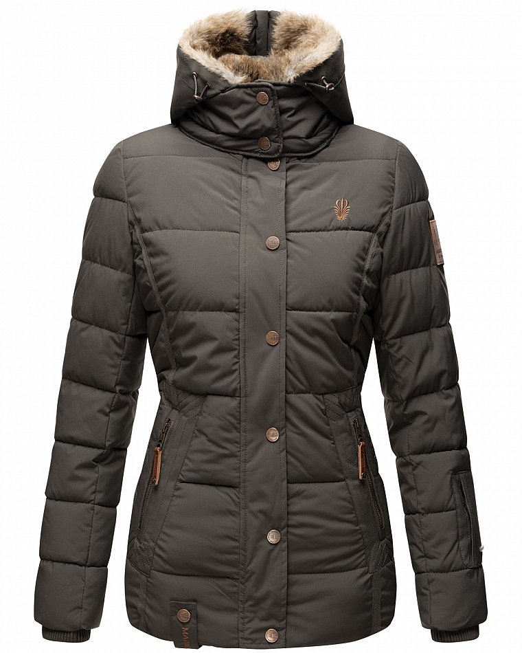 Marikoo Nekoo Damen Winterjacke Steppjacke Warm Gefütterte Anthrazit Gr. 38 - M