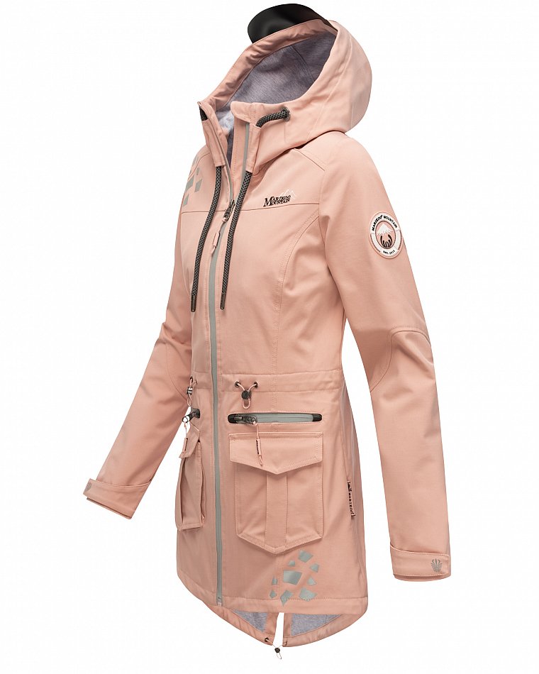 Marikoo Wasserfeste Damen Softshell Übergangsjacke mit Kapuze und Reflektoren Ulissaa Rosa Gr. 36 - S