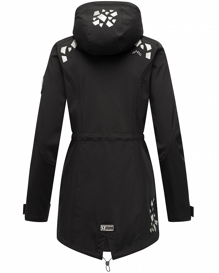 Marikoo Wasserfeste Damen Softshell Übergangsjacke mit Kapuze und Reflektoren Ulissaa Schwarz Gr. 44 - XXL