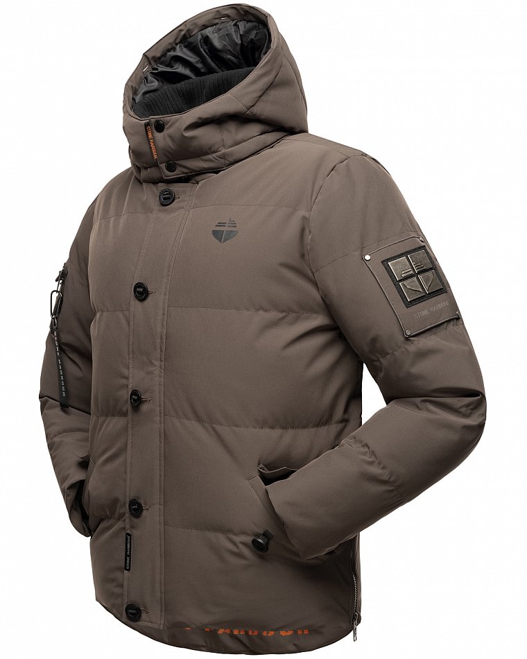 Stone Harbour Halvaar Herren Winterjacke gesteppt Anthrazit mit Schwarzem Kunstfell Gr. 56 - XXXL