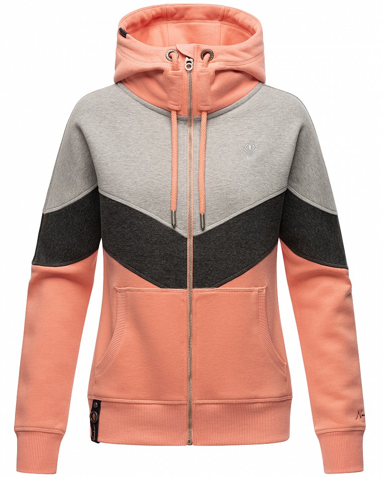 Navahoo Honigperle Blocking Color Sweatjacke Hoodie Apricot Gr. 42 - XL