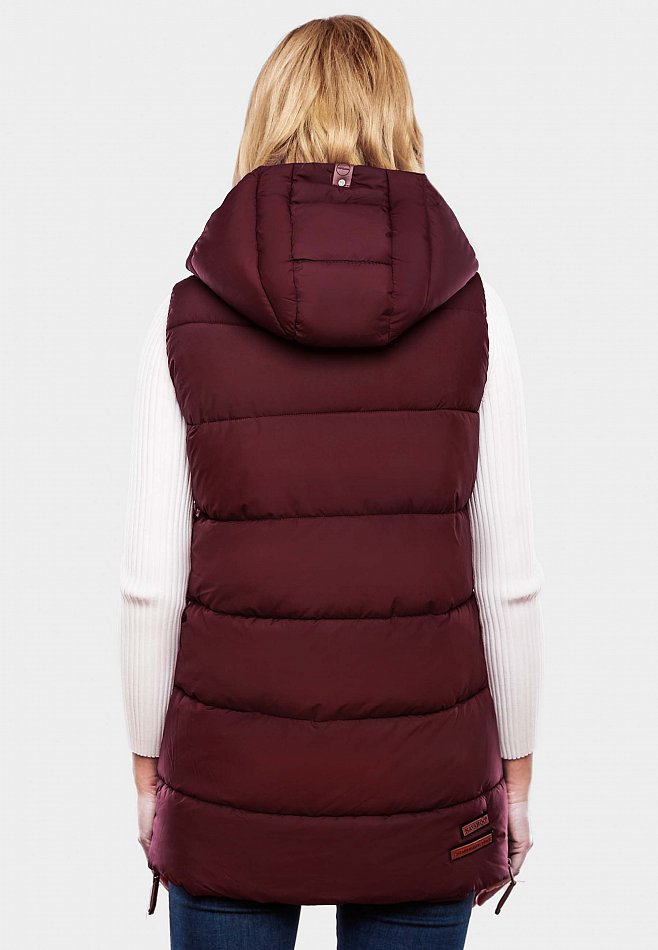 Navahoo Madilynaa Damen Winter Steppweste mit Kapuze Bordeaux Gr. 38 - M