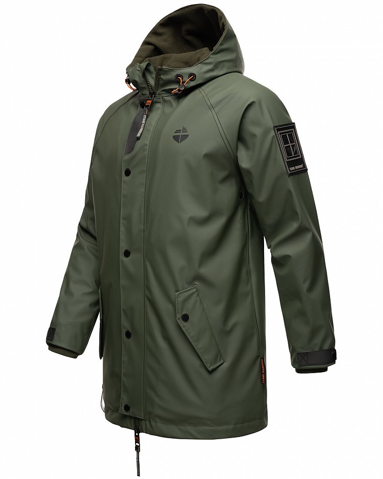 Stone Harbour Rihaa Herren wasserdichter Regen Parka mit Fleece gefüttert Olive Gr. 46 - S