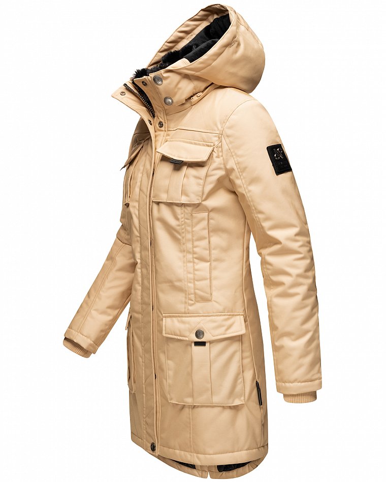 Navahoo Winterparka Wintermantel mit Kapuze & Kunstfell Tiniis Beige Gr. 38 - M