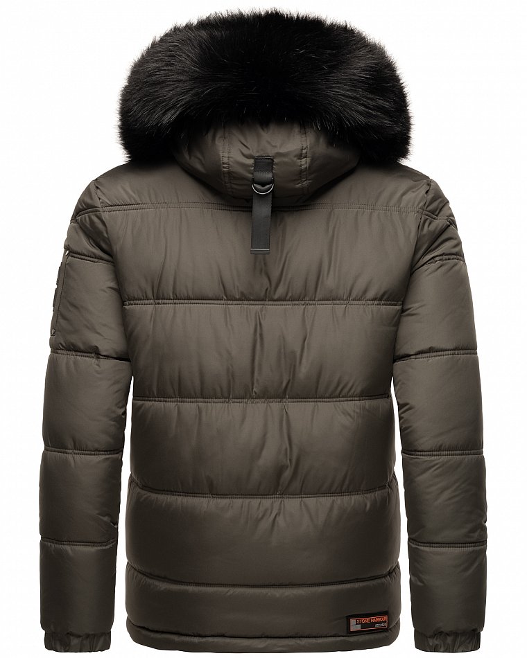 Stone Harbour Zarlaan Herren Parka Winterjacke mit Kapuze & Kunstfell Anthrazit Gr. 48 - M