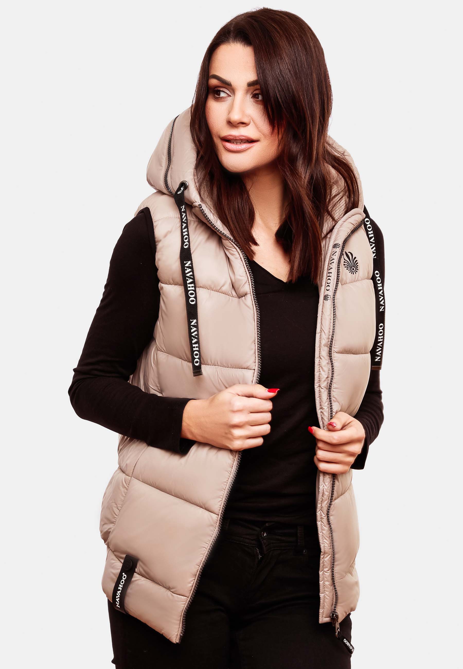 Navahoo Kassidy Damen Steppweste Übergangs Weste Taupe Gr. 46 - XXXL