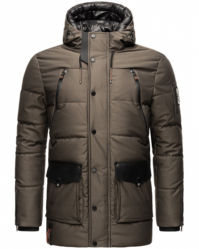 Stone Harbour Mitjaa Herren Wintermantel Parka mit Doppel Kapuze Anthrazit Gr. 52 - XL