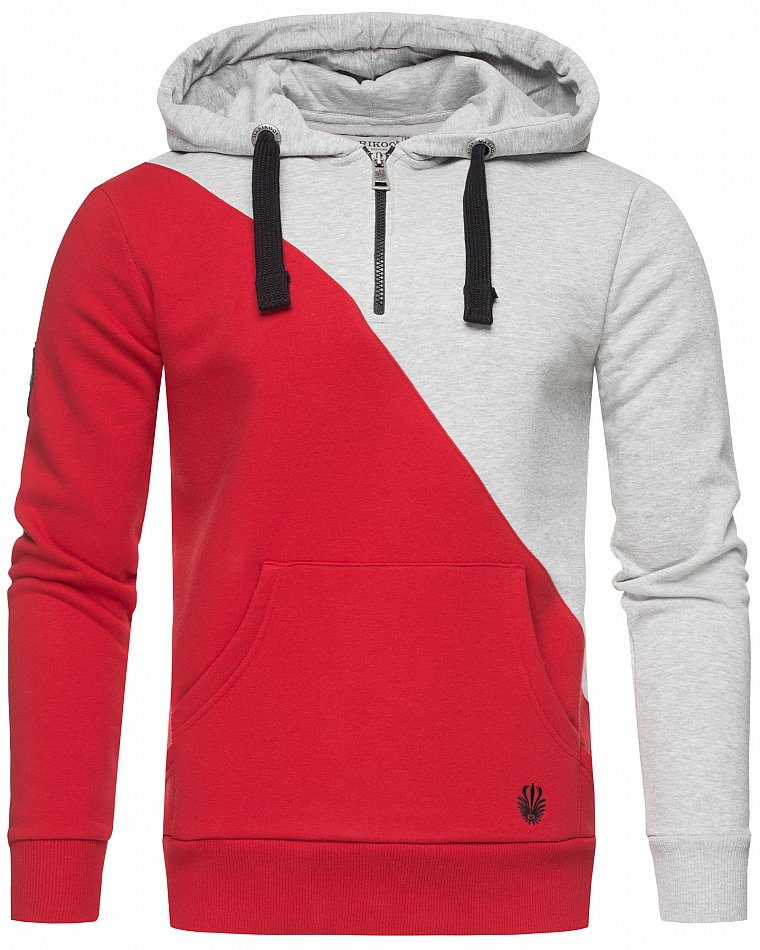 Marikoo Tamaroo Herren Colorblock Hoodie Pullover Rot Gr. 52 - XL