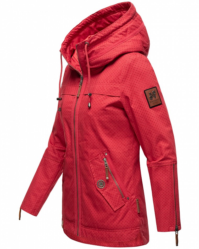 Navahoo Wekoo Damen Übergangsjacke mit Kapuze Rot mit Print  Gr. 38 - M