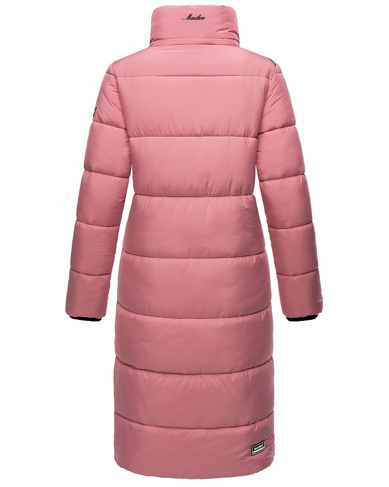 Marikoo langer Damen Winter Steppmantel mit Kapuze und Teddyfell Futter Reliziaa Dark Rose Gr. 38 - M