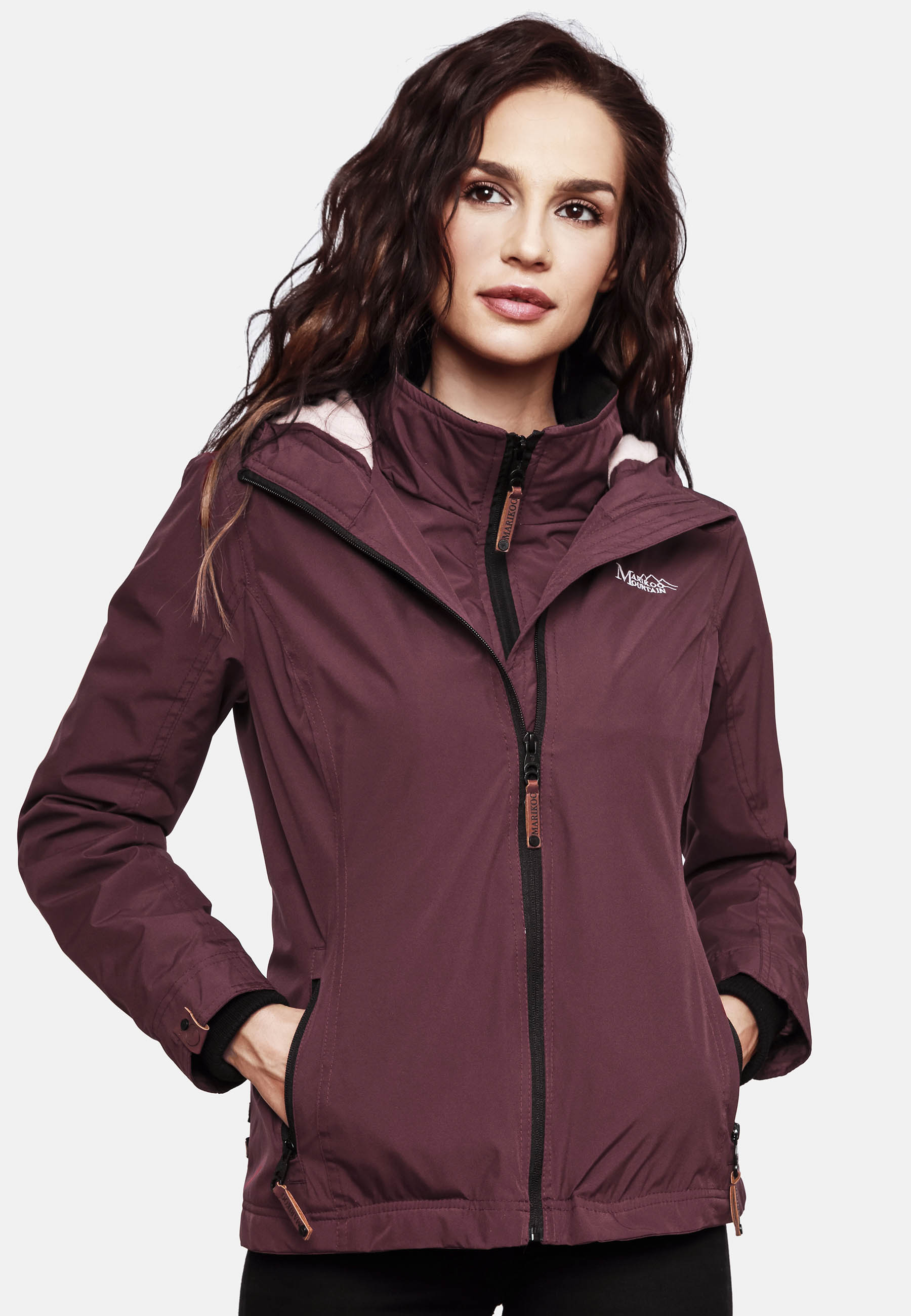 Marikoo Erdbeere Damen Übergangsjacke Windbreaker Regenjacke Wine Gr. 38 - M