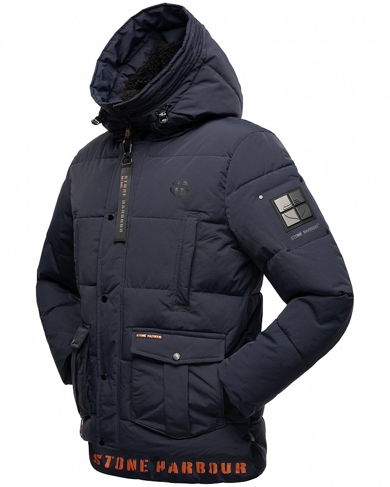 Stone Harbour Admaroo Herren Winterjacke gesteppt mit Kapuze Navy Gr. 50 - L