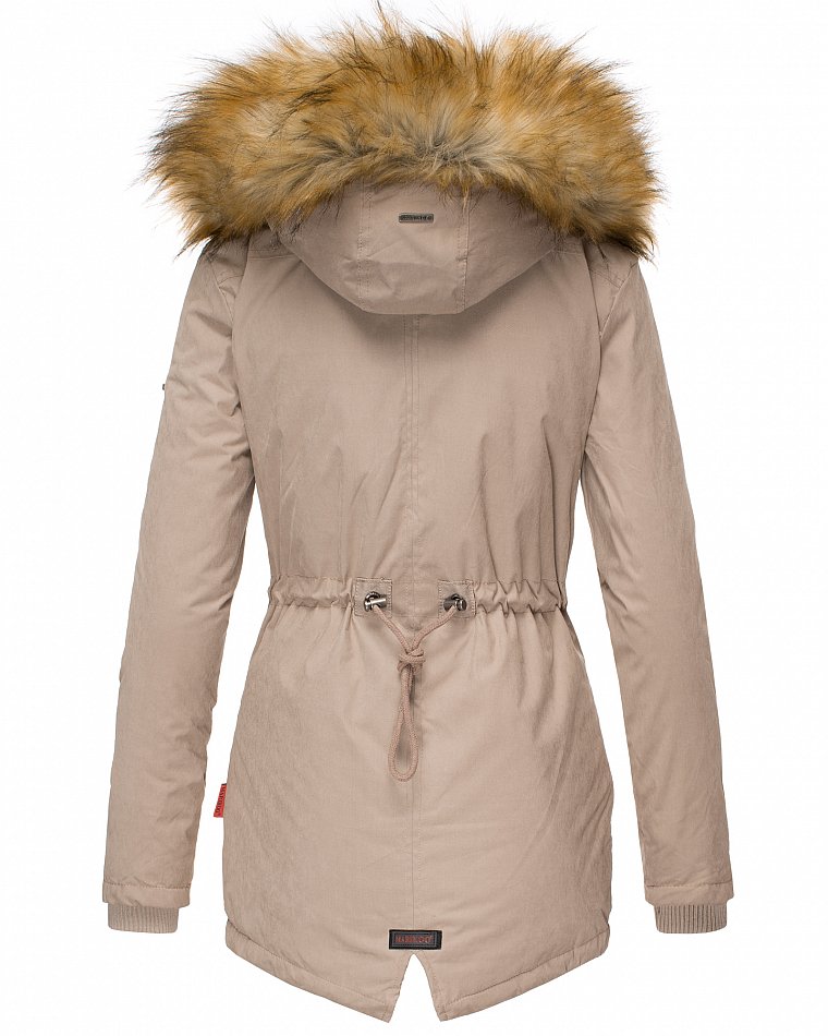 Marikoo Akira Damen Winter Jacke Parka Gefüttert mit Kapuze Taupe Gr. 38 - M