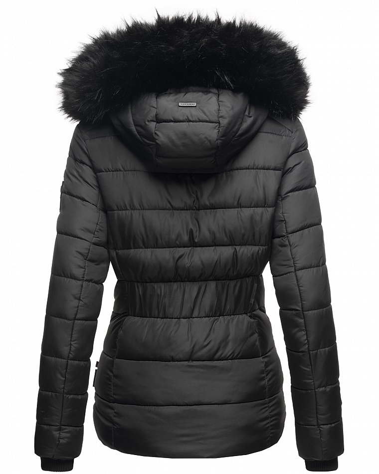 Navahoo Zuckerbiene Damen gefütterte Winter Steppjacke mit Kapuze Schwarz Gr. 36 - S