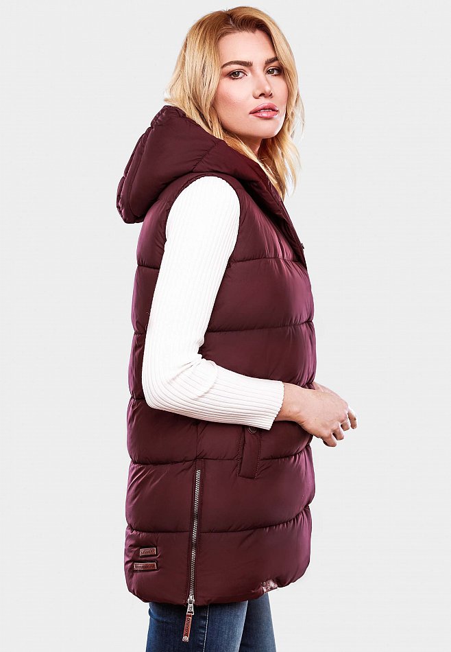 Navahoo Madilynaa Damen Winter Steppweste mit Kapuze Bordeaux Gr. 34 - XS