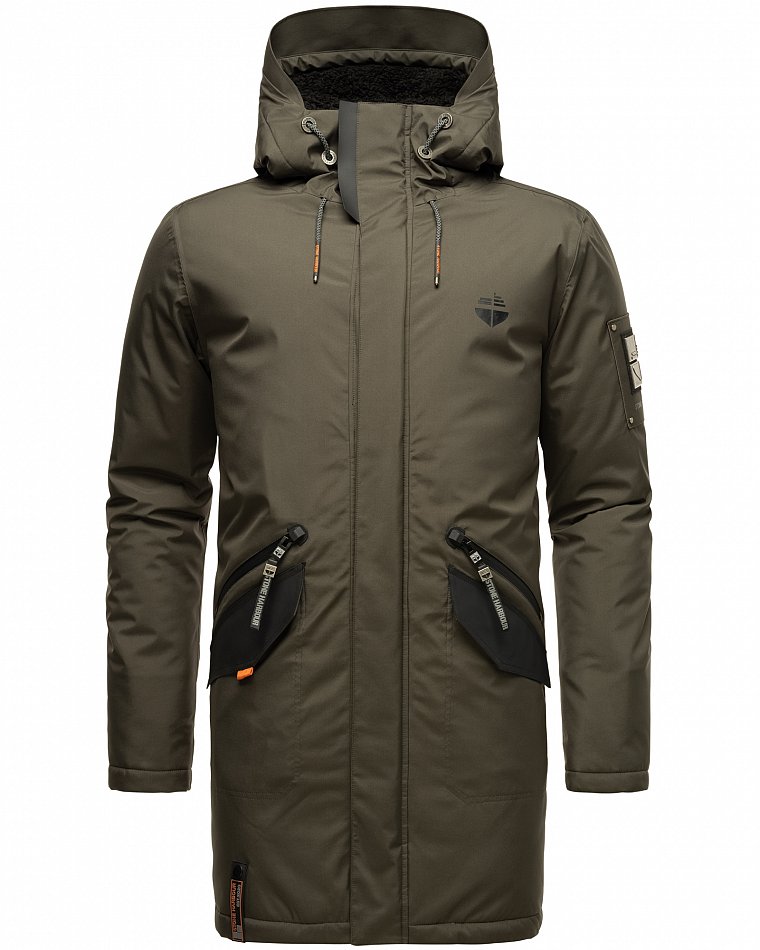 Stone Harbour Ragaan Herren Wintermantel Parka Gefüttert mit Kapuze Anthrazit Gr.  48 - M