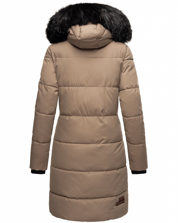 Navahoo Cosimaa Damen Wintermantel mit Teddyfell Gefüttert inkl. Regenschirm Taupe Gr. 36 - S