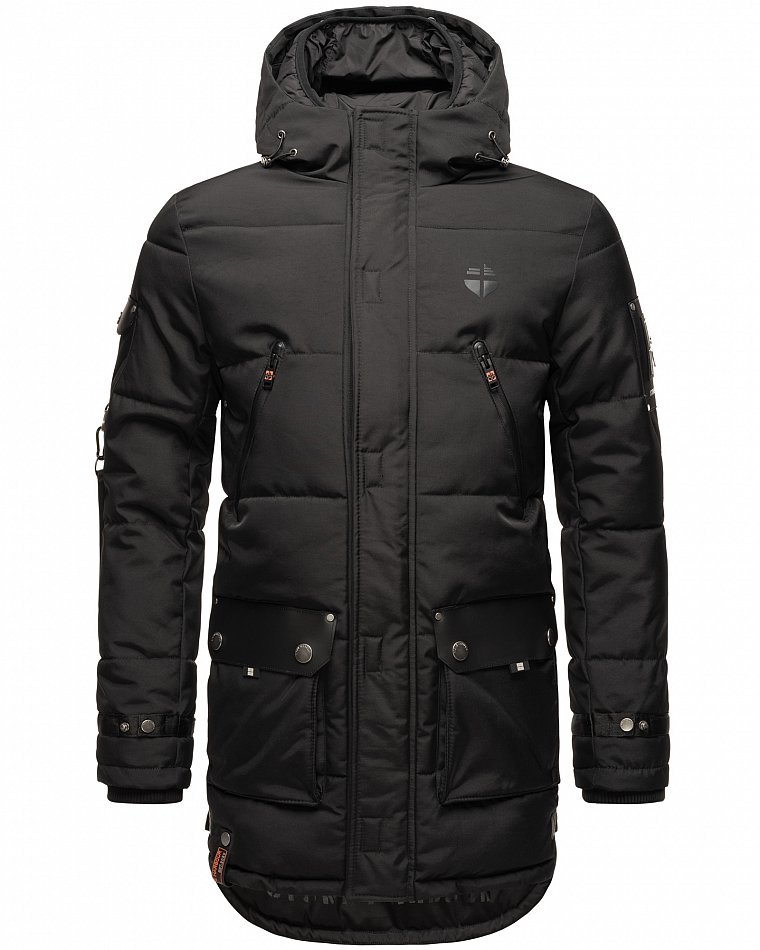 Stone Harbour Herren Winterparka Wintermantel mit Doppel Kapuze Tahaa Schwarz Gr. 52 - XL