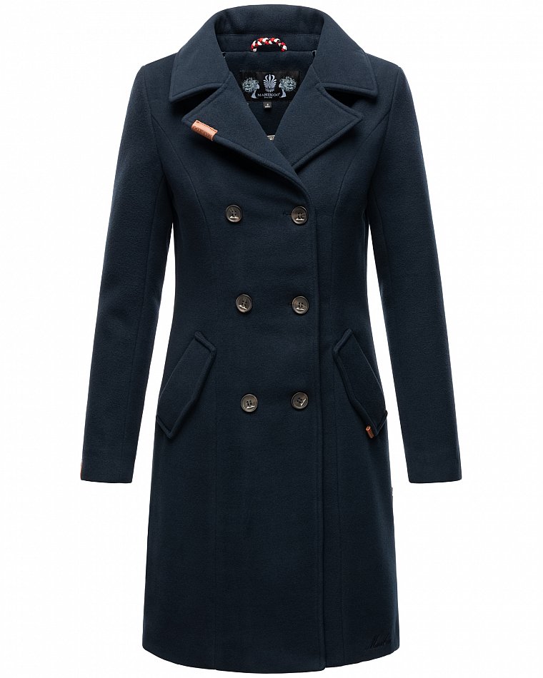 Marikoo Nanakoo Damen eleganter Wintermantel Trenchcoat Navy Gr. 40 - L