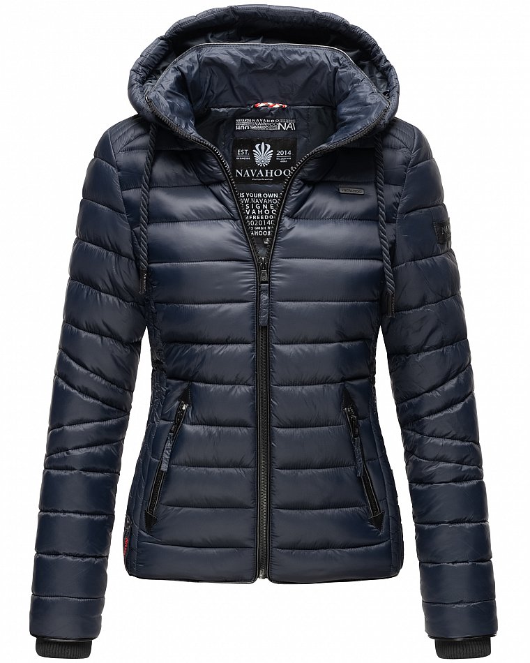 Navahoo Lulana Damen Übergangs Steppjacke mit Kapuze Navy Gr. 36 - S