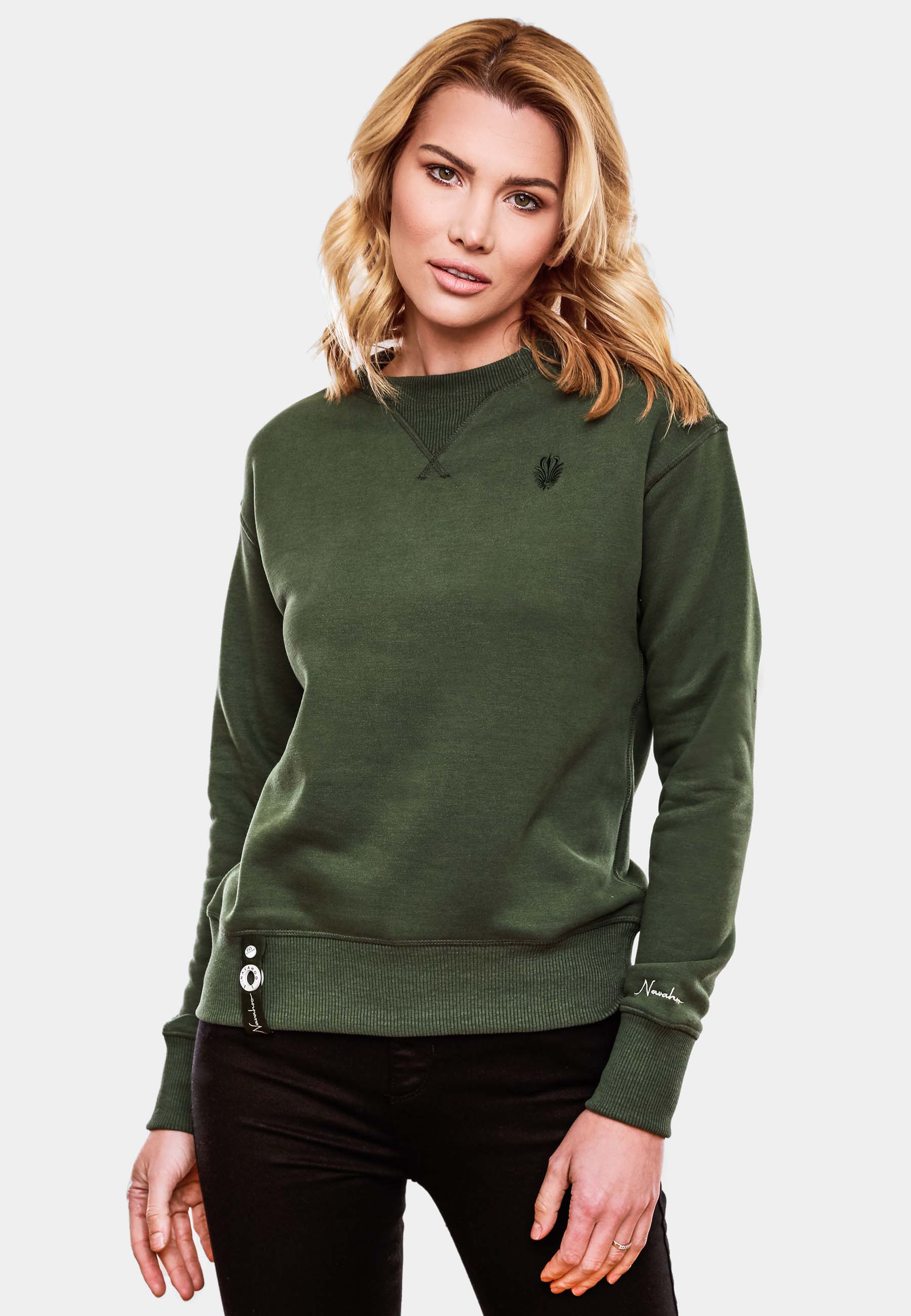 Navahoo Zuckerschnecke Damen Pullover Sweatshirt Dark Olive  Gr. 38 - M