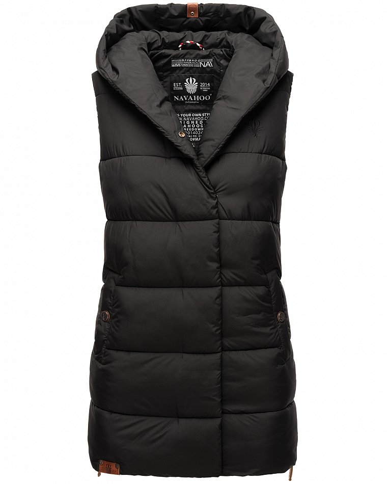 Navahoo Madilynaa Damen Winter Steppweste mit Kapuze Schwarz Gr. 36 - S