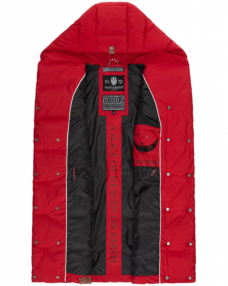 Navahoo Madilynaa Damen Winter Steppweste mit Kapuze Rot Gr. 40 - L