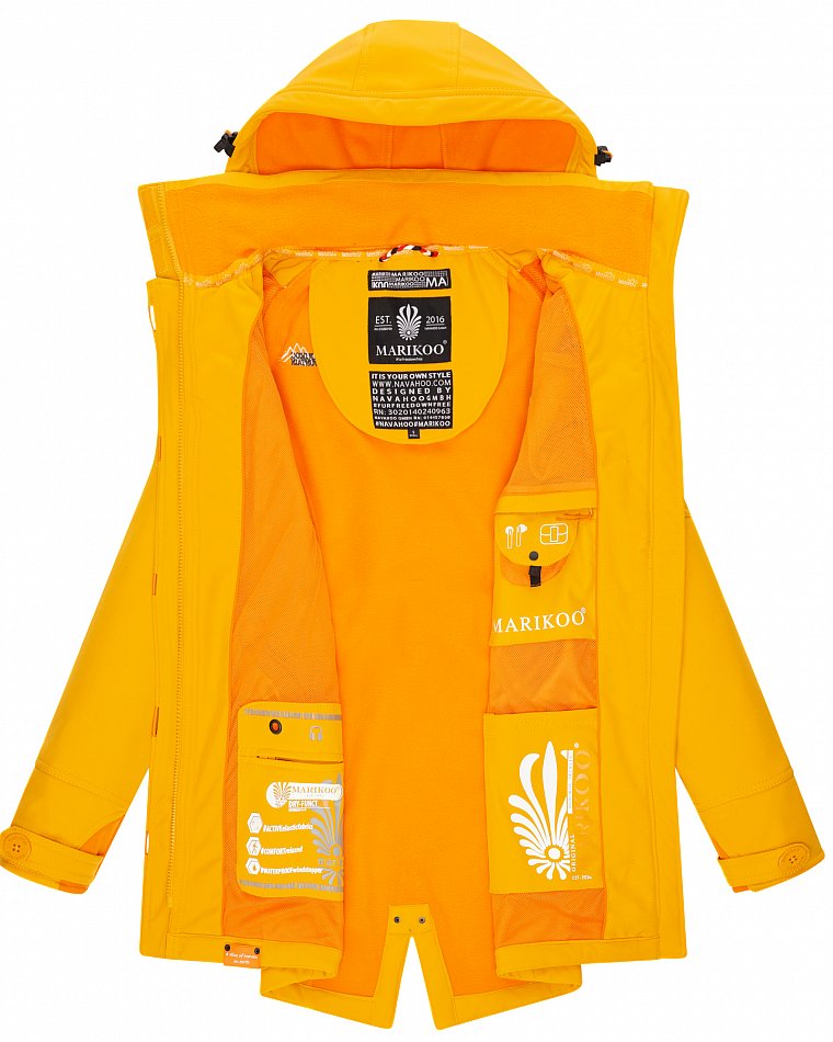 Marikoo Elegante Damen Übergangs Softshell Jacke mit Kapuze Soulinaa Amber Gelb Gr. 38 - M