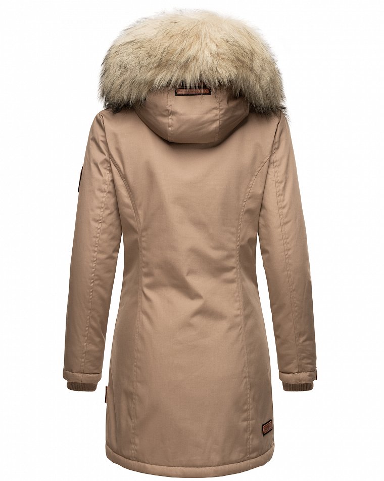 Navahoo Cristal Winterjacke Winterparka mit Kapuze & Kunstfell Taupe Gr. 36 - S