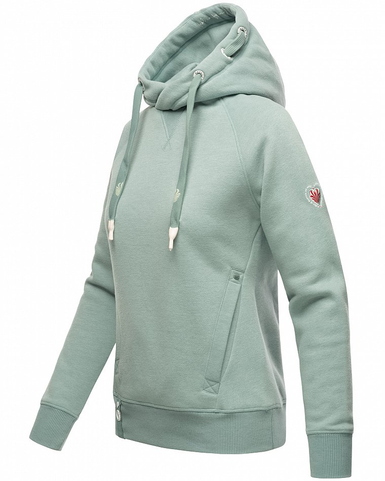 Navahoo Liebesmäuschen Damen Kapuzenpullover Hoodie Dusty Mint Melange Gr. 34 - XS