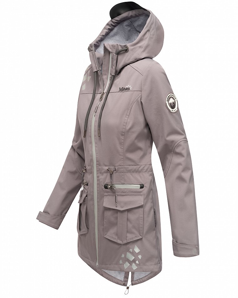Marikoo Wasserfeste Damen Softshell Übergangsjacke mit Kapuze und Reflektoren Ulissaa Grau Gr. 44 - XXL