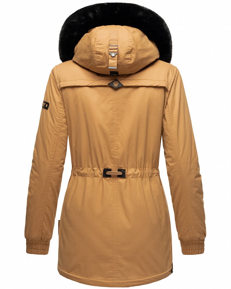 Navahoo Olessaa Damen halblange Winterjacke mit Kapuze Camel Gr. 38 - M